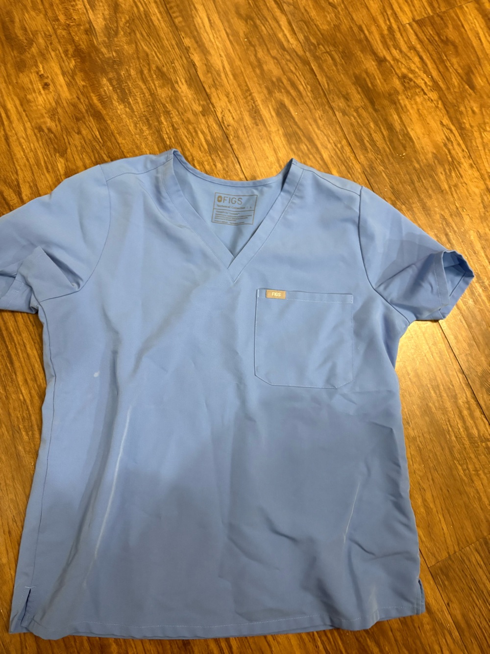 Figs Men's V-Neck Top in Light Blue